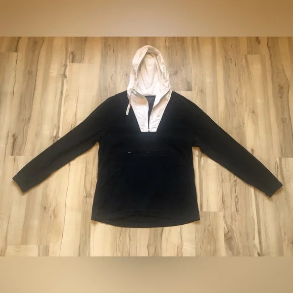 Abercrombie & Fitch Navy Pullover Zip Hoodie with White Hood Cotton Boat Jacket - Picture 1 of 9